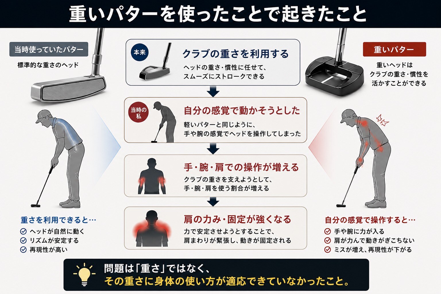 重いパターと身体の使い方の違い